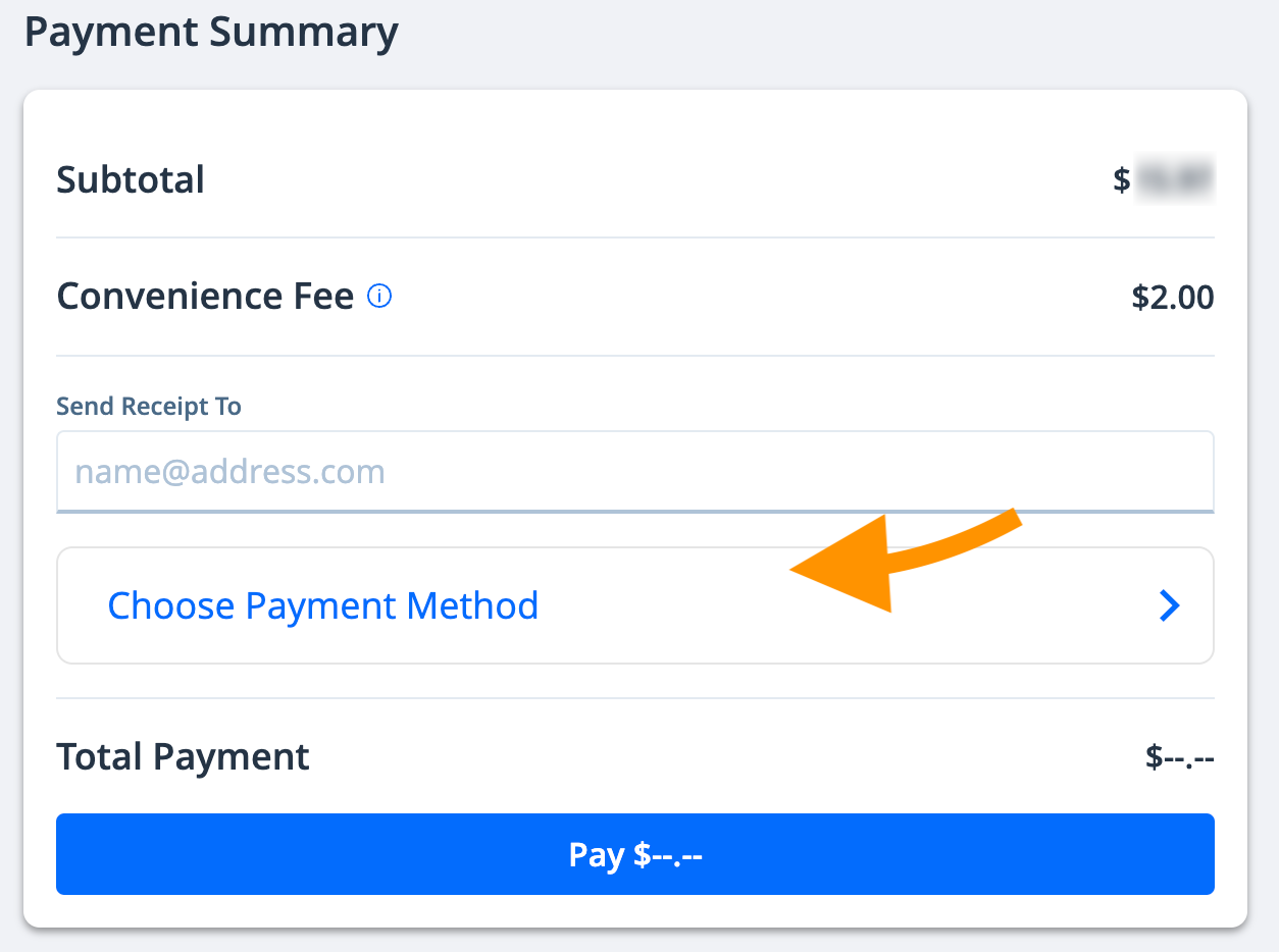 Choose payment method button